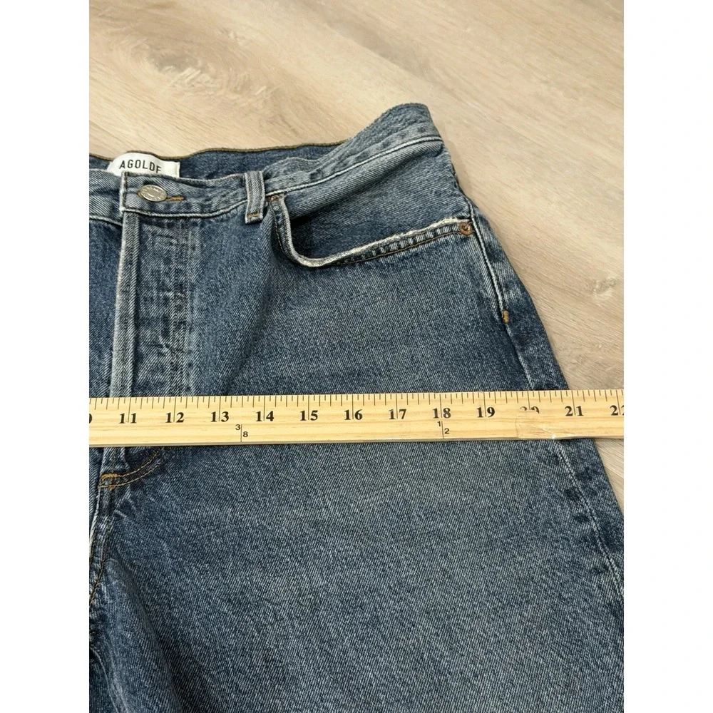 AGOLDE Dame Wide Leg Cuffed Jeans 30 High Rise Dark Wash 100% Cotton